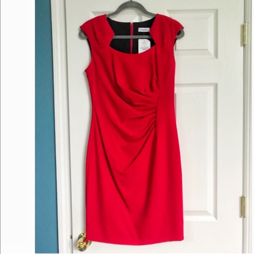 Red sheath dress